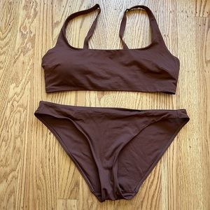 Everlane bikini - square neck bikini top and bikini bottom, M Rosewood